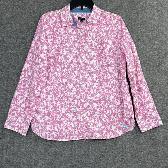 Talbots Starfish Button Down Shirt Size Large Pink Lighweight - Picture 1 of 7
